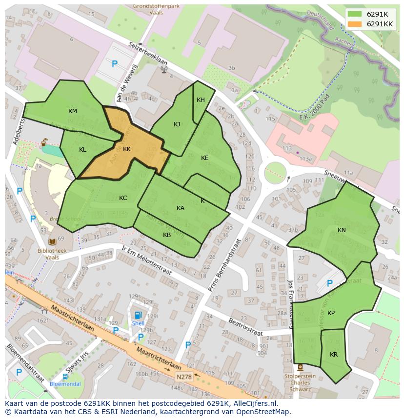 Afbeelding van het postcodegebied 6291 KK op de kaart.