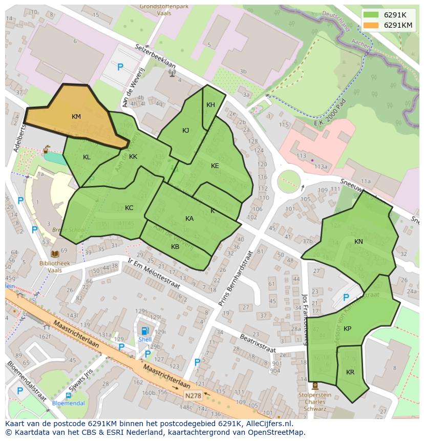 Afbeelding van het postcodegebied 6291 KM op de kaart.