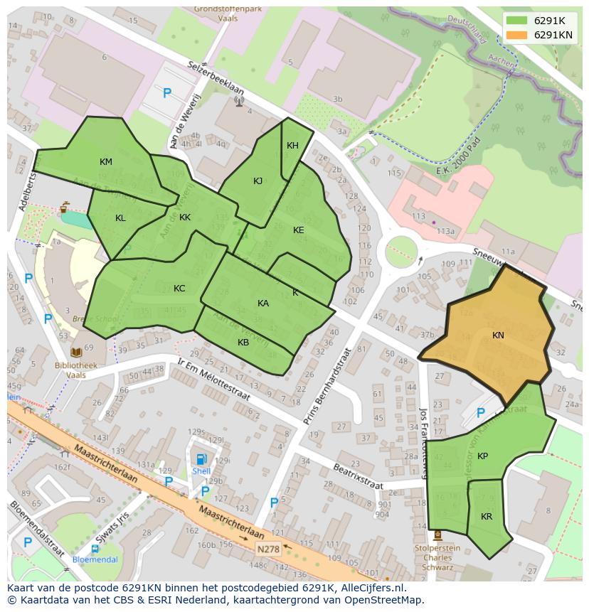 Afbeelding van het postcodegebied 6291 KN op de kaart.