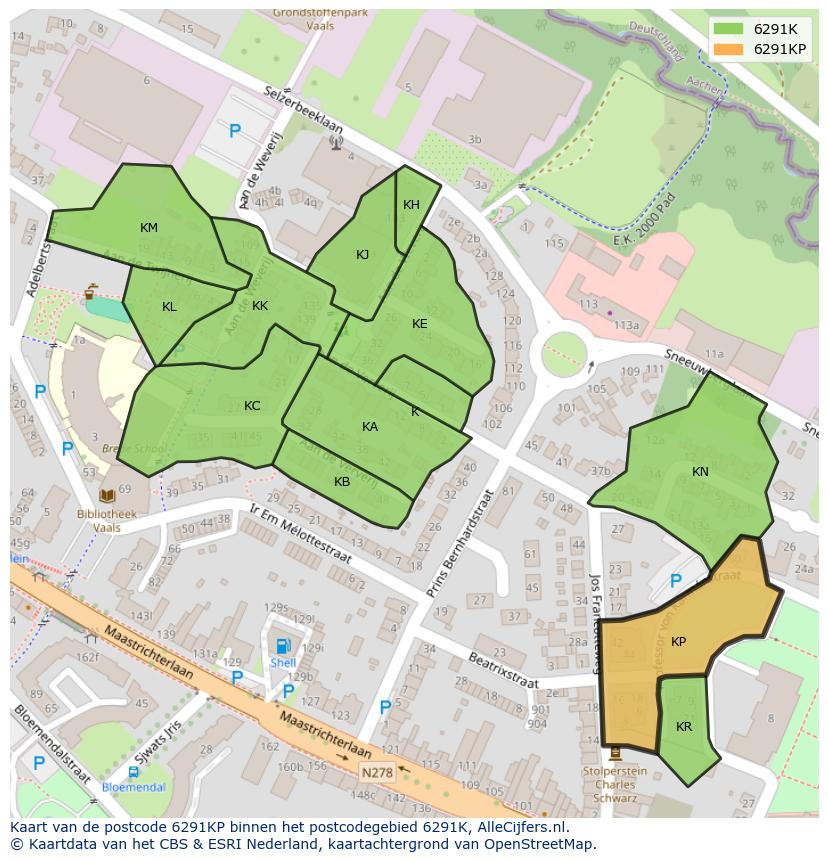 Afbeelding van het postcodegebied 6291 KP op de kaart.
