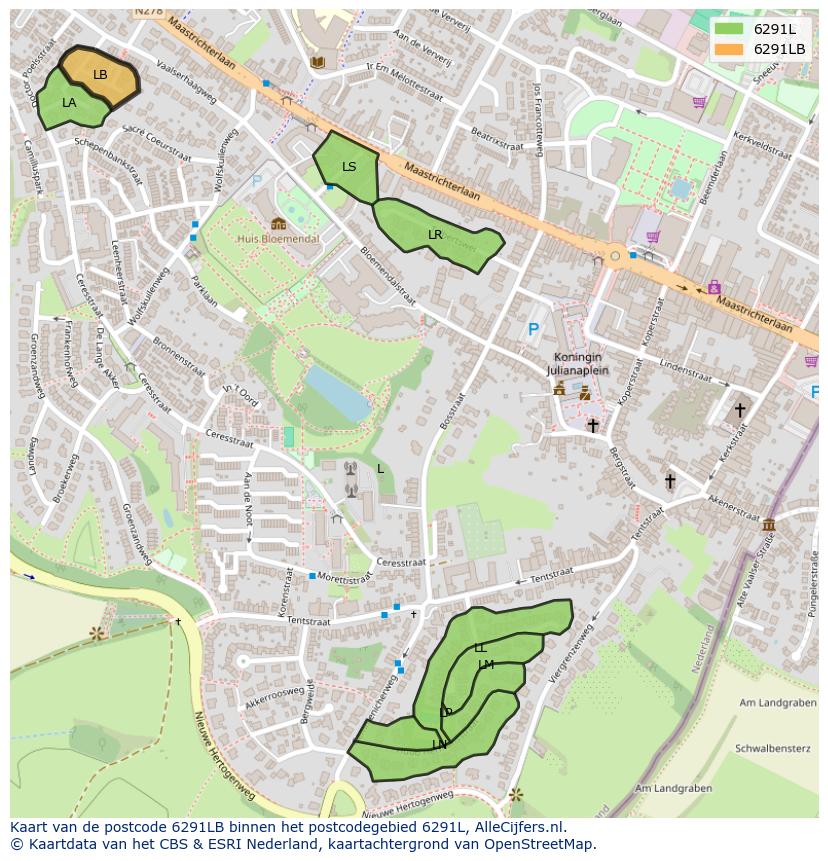 Afbeelding van het postcodegebied 6291 LB op de kaart.