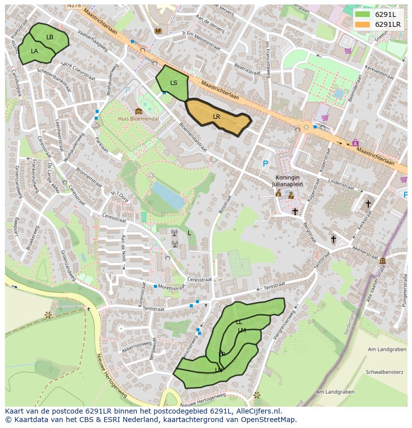 Afbeelding van het postcodegebied 6291 LR op de kaart.