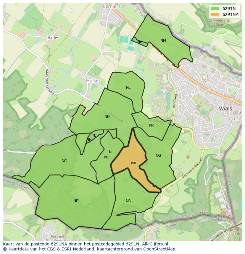 Afbeelding van het postcodegebied 6291 NA op de kaart.