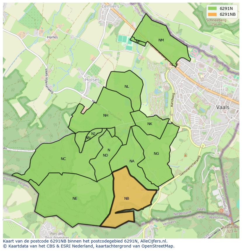 Afbeelding van het postcodegebied 6291 NB op de kaart.