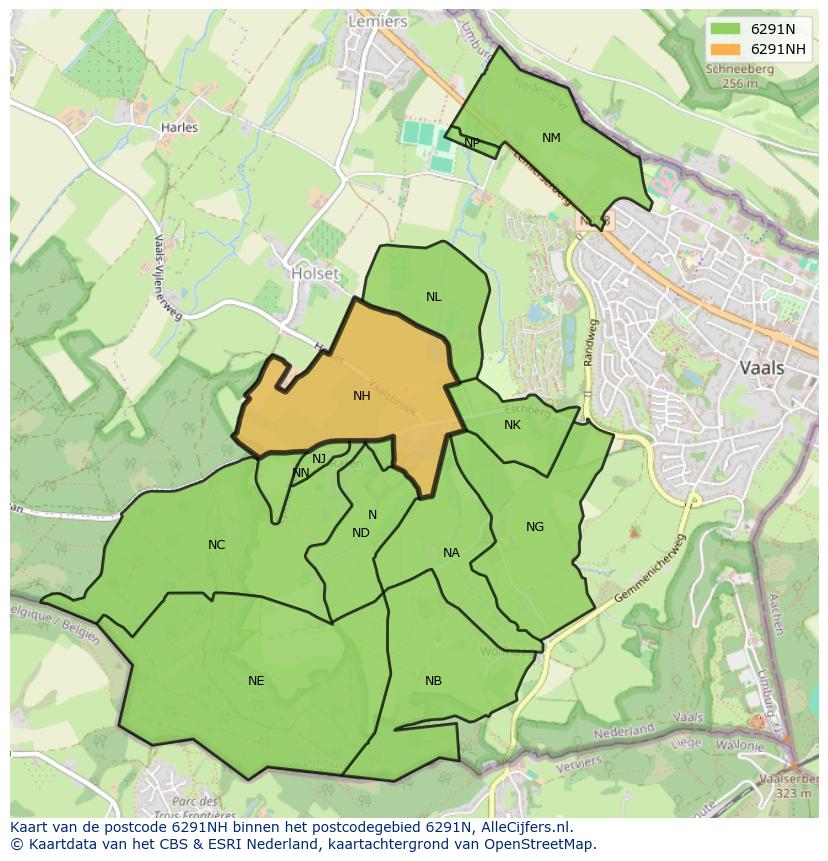 Afbeelding van het postcodegebied 6291 NH op de kaart.