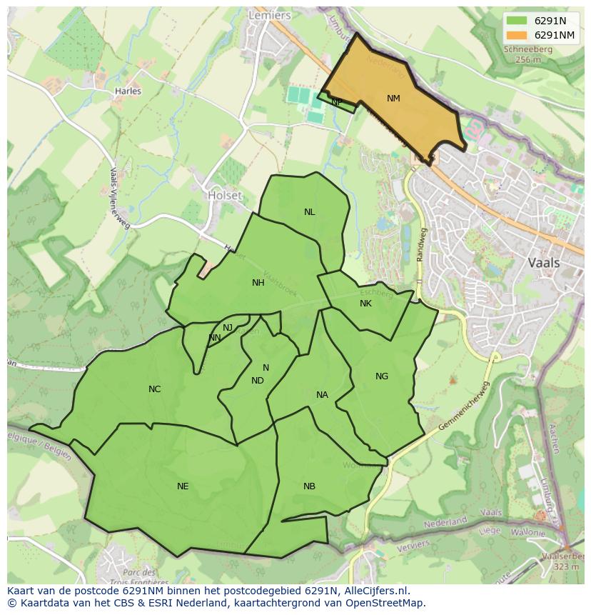 Afbeelding van het postcodegebied 6291 NM op de kaart.