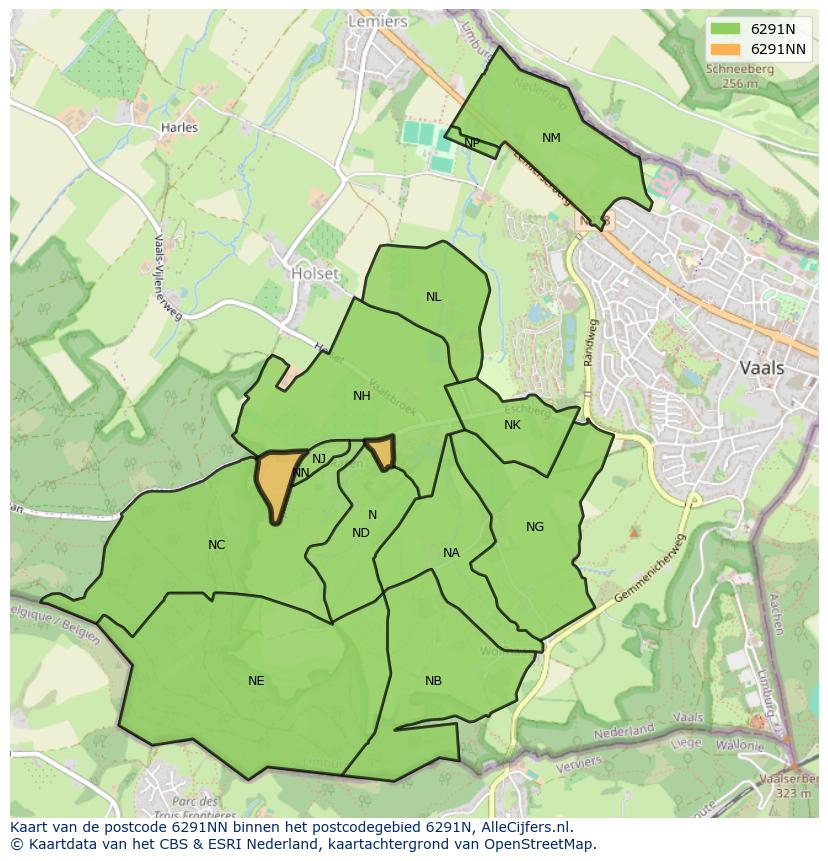 Afbeelding van het postcodegebied 6291 NN op de kaart.