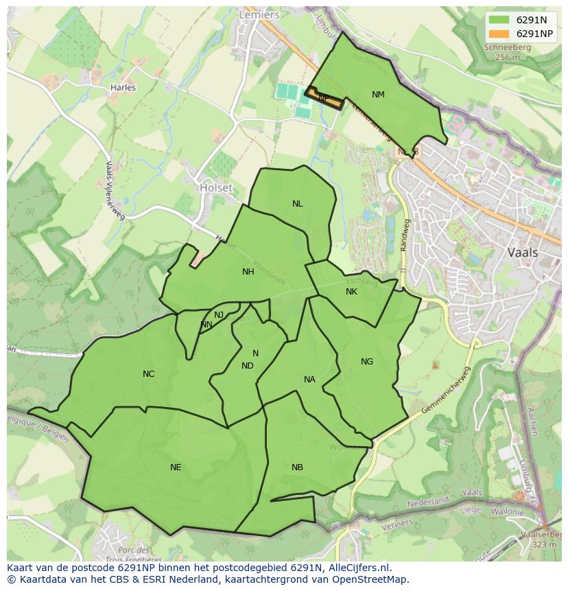 Afbeelding van het postcodegebied 6291 NP op de kaart.