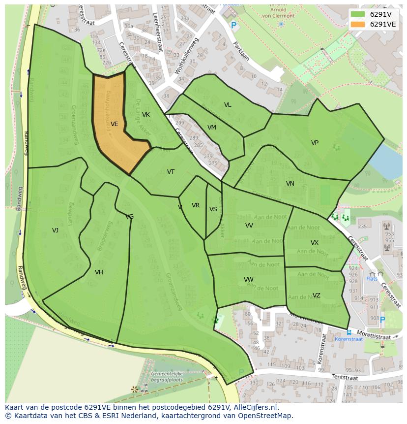 Afbeelding van het postcodegebied 6291 VE op de kaart.
