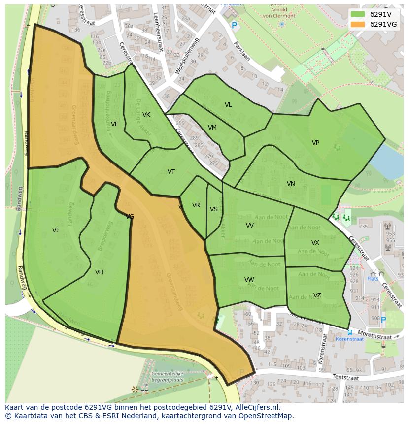 Afbeelding van het postcodegebied 6291 VG op de kaart.