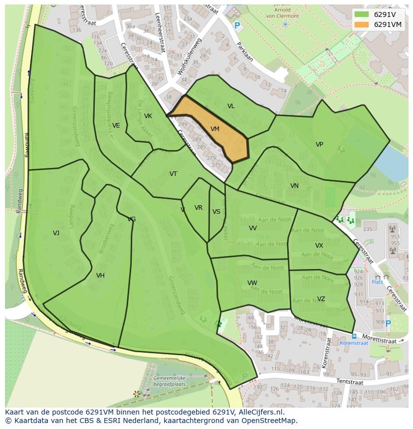 Afbeelding van het postcodegebied 6291 VM op de kaart.