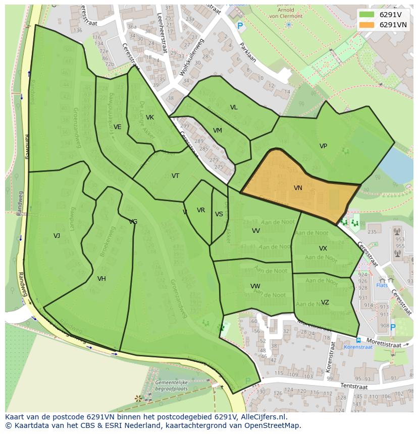 Afbeelding van het postcodegebied 6291 VN op de kaart.
