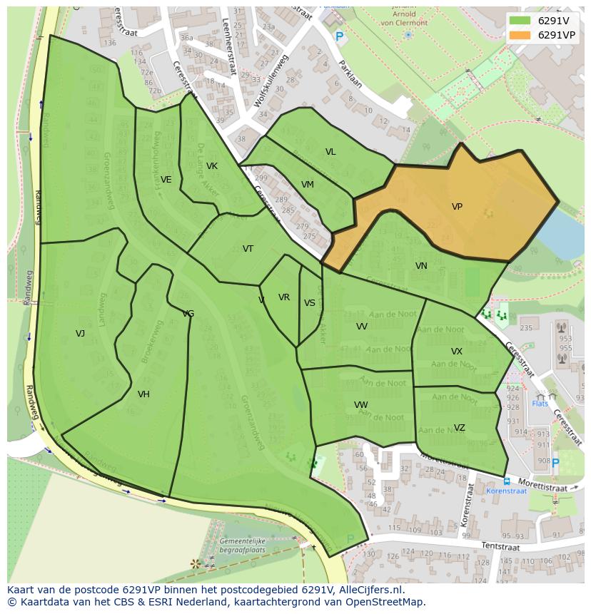 Afbeelding van het postcodegebied 6291 VP op de kaart.
