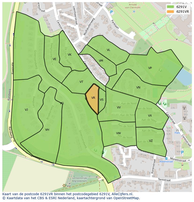 Afbeelding van het postcodegebied 6291 VR op de kaart.
