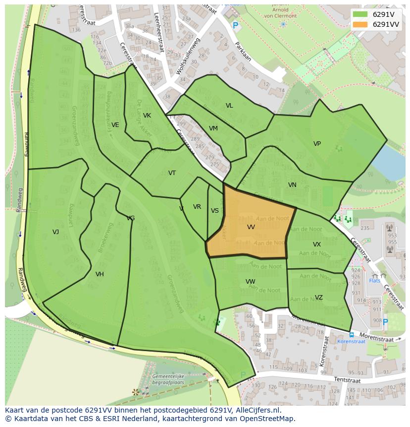 Afbeelding van het postcodegebied 6291 VV op de kaart.