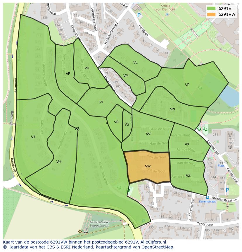 Afbeelding van het postcodegebied 6291 VW op de kaart.