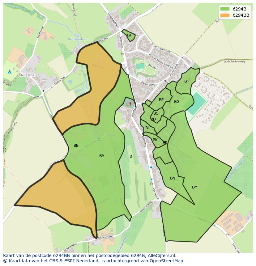 Afbeelding van het postcodegebied 6294 BB op de kaart.