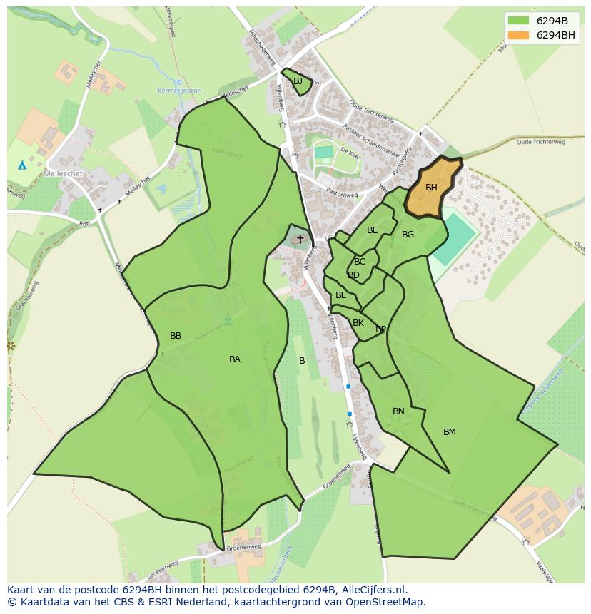 Afbeelding van het postcodegebied 6294 BH op de kaart.