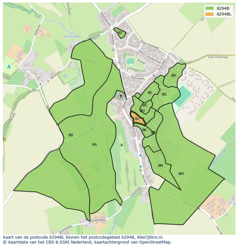 Afbeelding van het postcodegebied 6294 BL op de kaart.