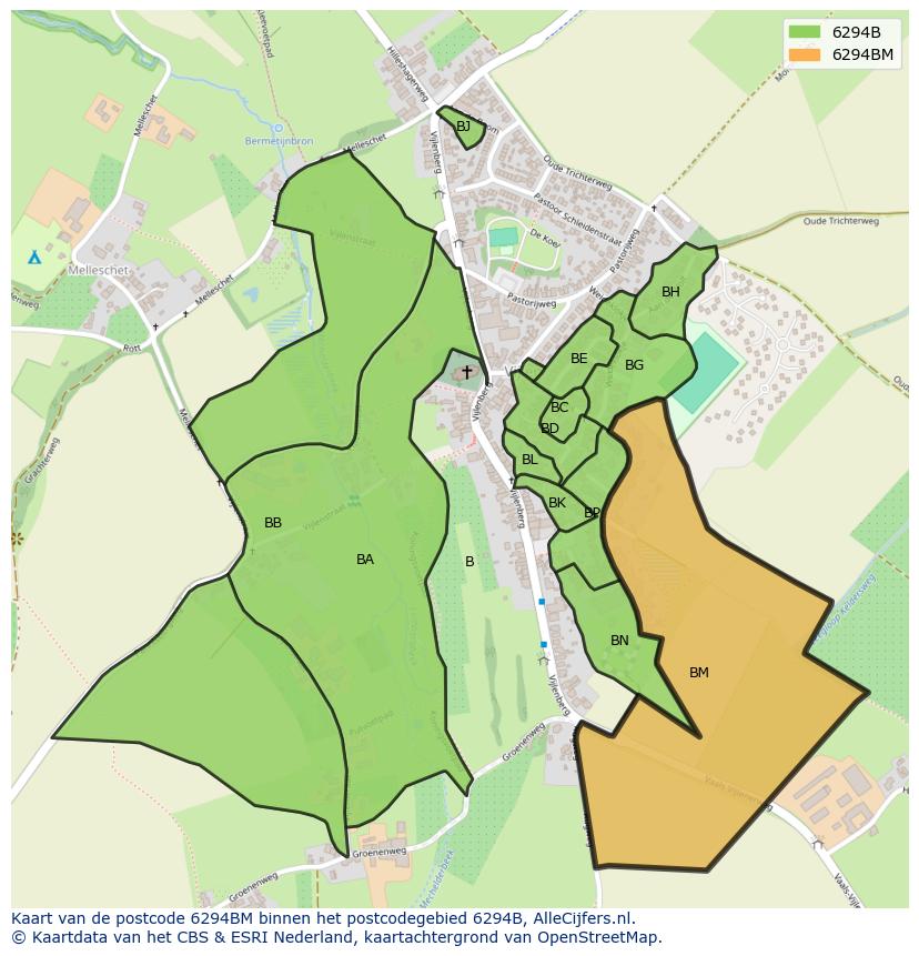 Afbeelding van het postcodegebied 6294 BM op de kaart.