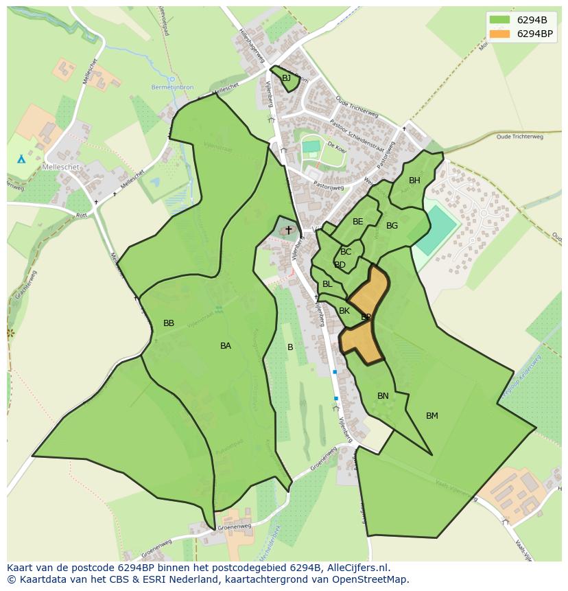 Afbeelding van het postcodegebied 6294 BP op de kaart.