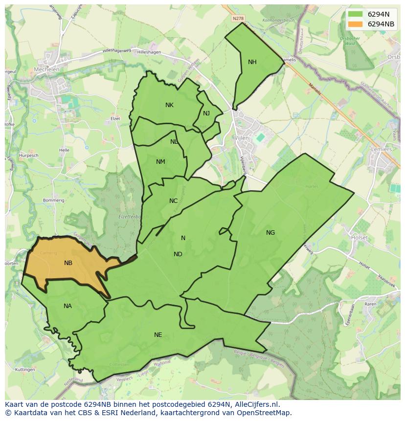 Afbeelding van het postcodegebied 6294 NB op de kaart.