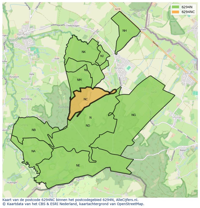 Afbeelding van het postcodegebied 6294 NC op de kaart.