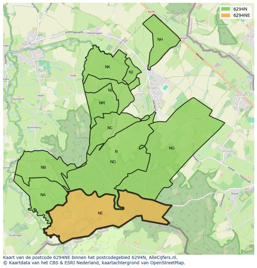 Afbeelding van het postcodegebied 6294 NE op de kaart.