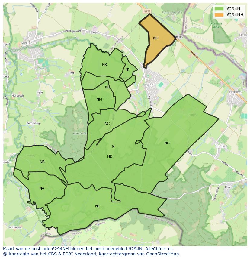 Afbeelding van het postcodegebied 6294 NH op de kaart.