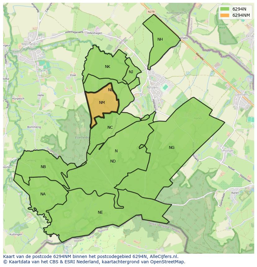 Afbeelding van het postcodegebied 6294 NM op de kaart.