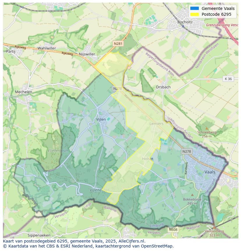 Afbeelding van het postcodegebied 6295 op de kaart.