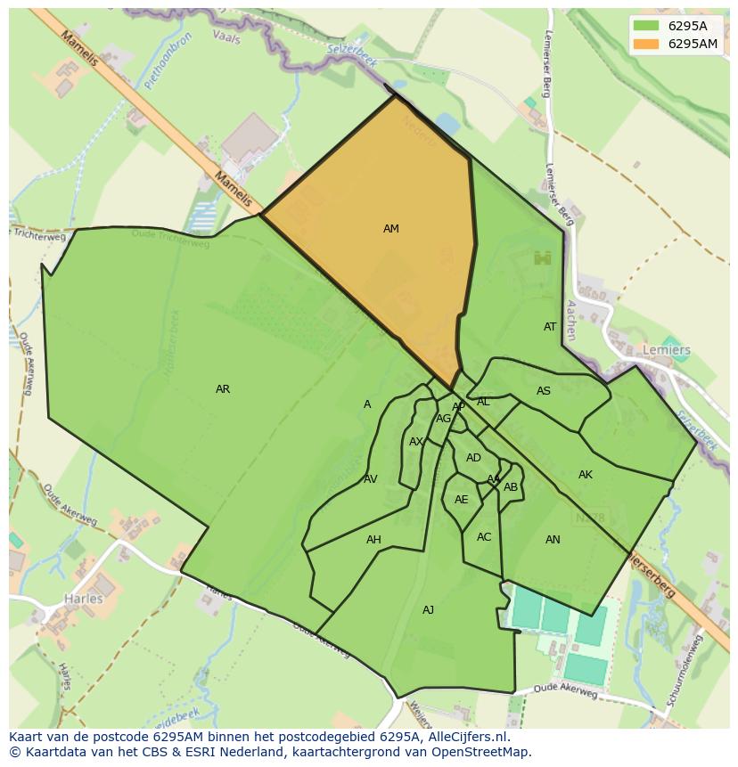 Afbeelding van het postcodegebied 6295 AM op de kaart.