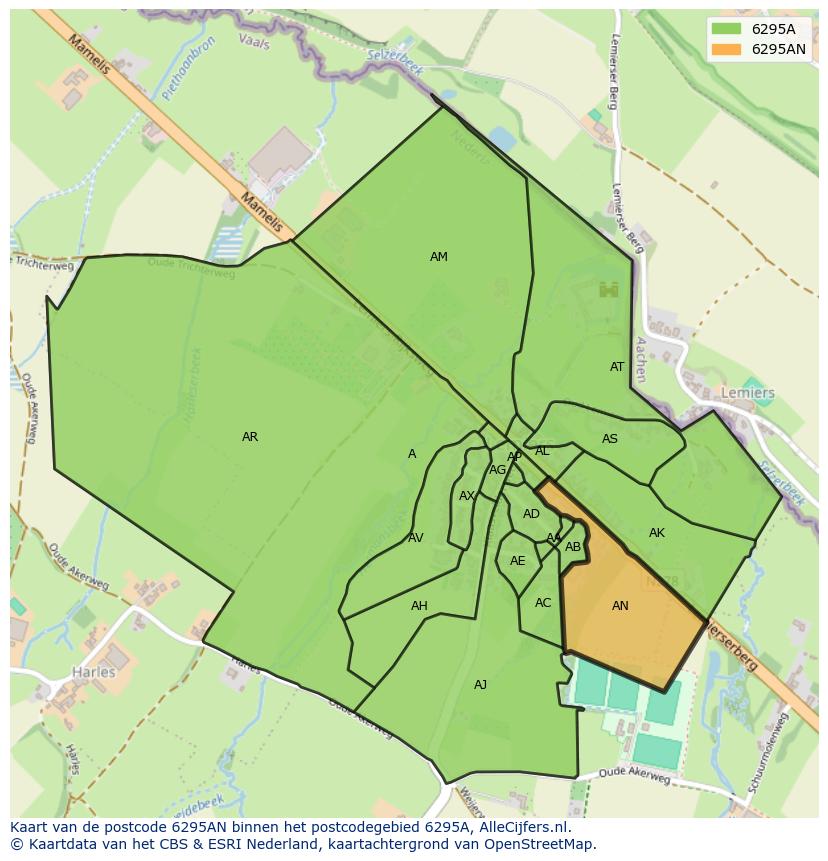 Afbeelding van het postcodegebied 6295 AN op de kaart.