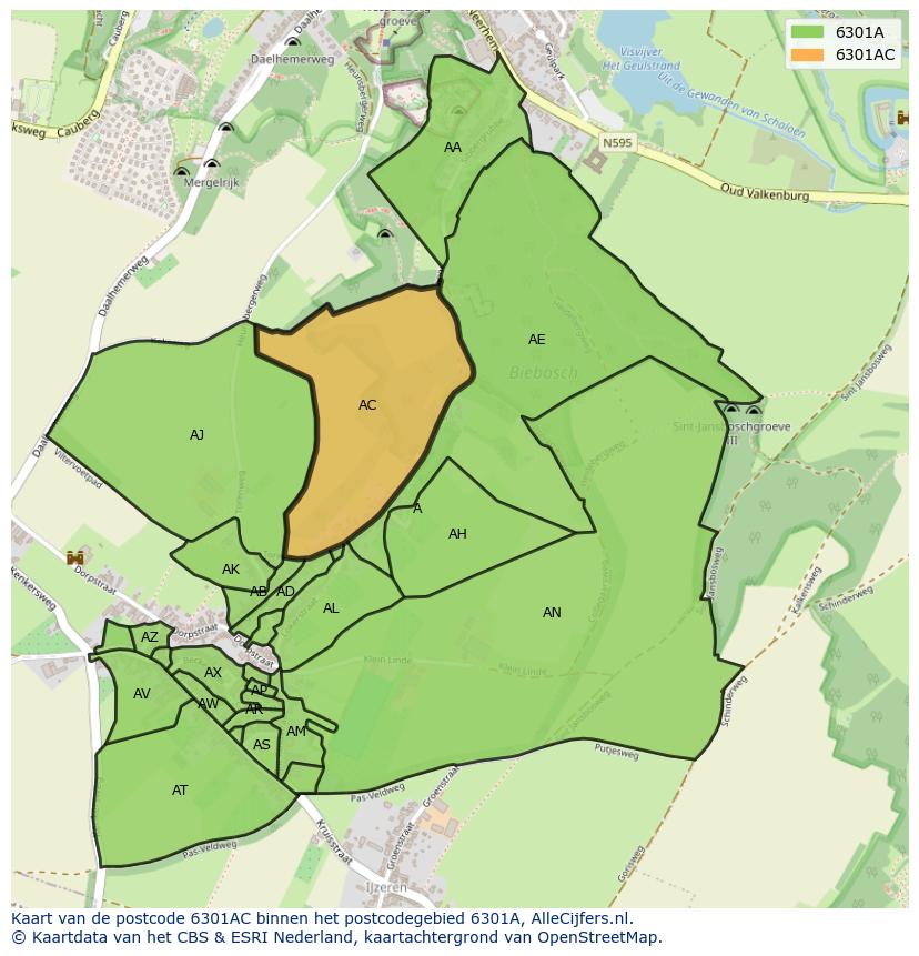 Afbeelding van het postcodegebied 6301 AC op de kaart.