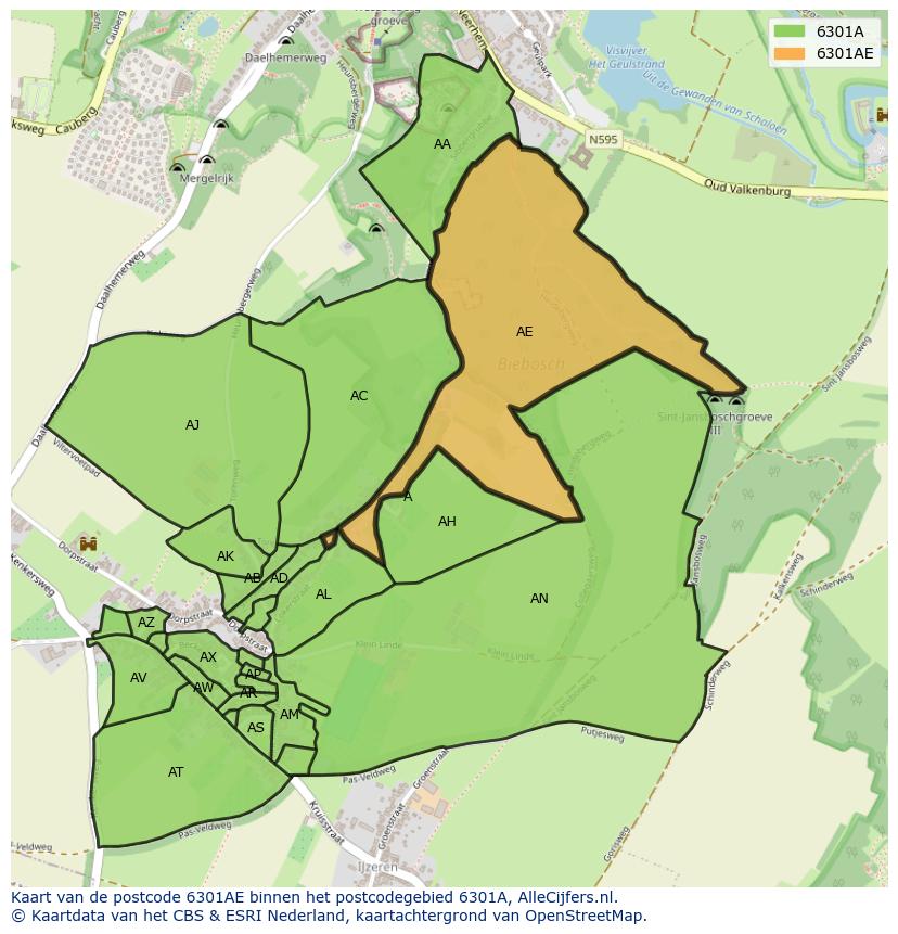 Afbeelding van het postcodegebied 6301 AE op de kaart.