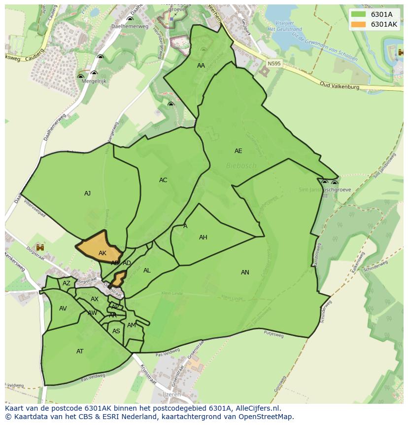 Afbeelding van het postcodegebied 6301 AK op de kaart.