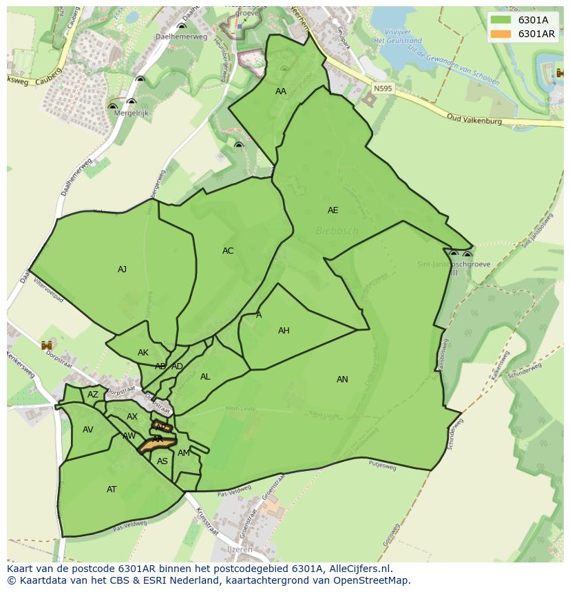 Afbeelding van het postcodegebied 6301 AR op de kaart.