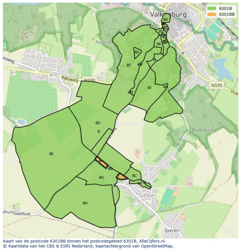 Afbeelding van het postcodegebied 6301 BB op de kaart.