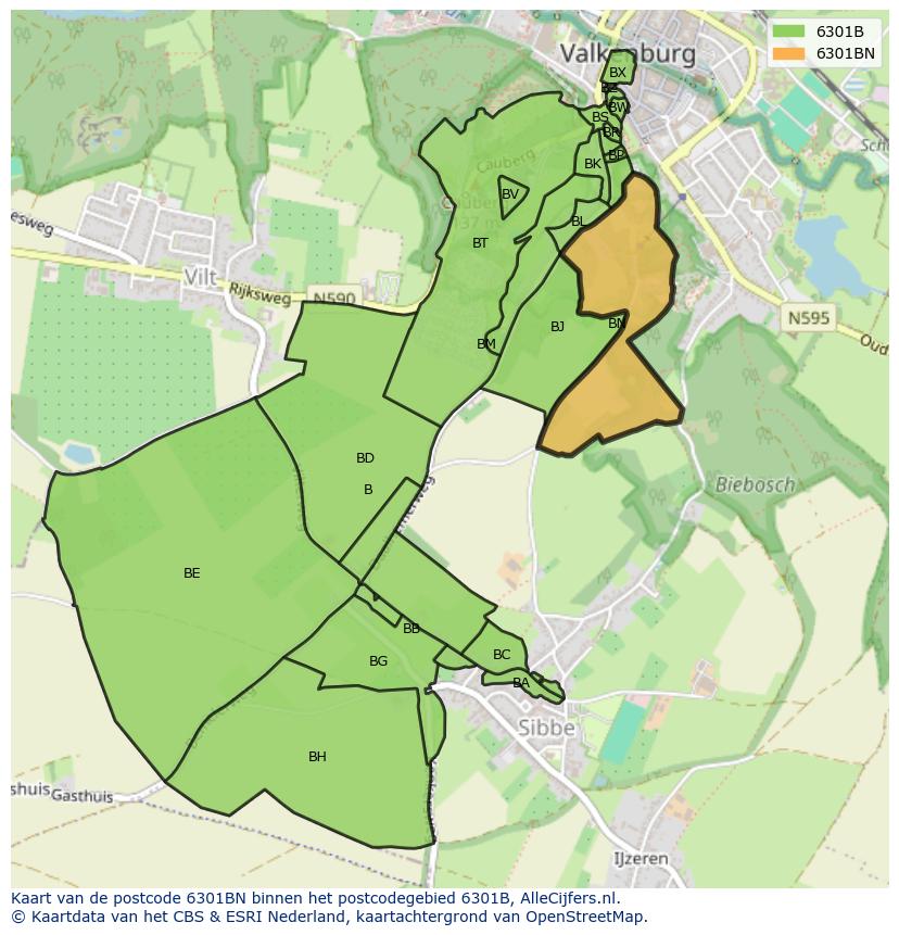 Afbeelding van het postcodegebied 6301 BN op de kaart.