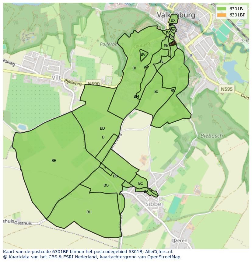 Afbeelding van het postcodegebied 6301 BP op de kaart.