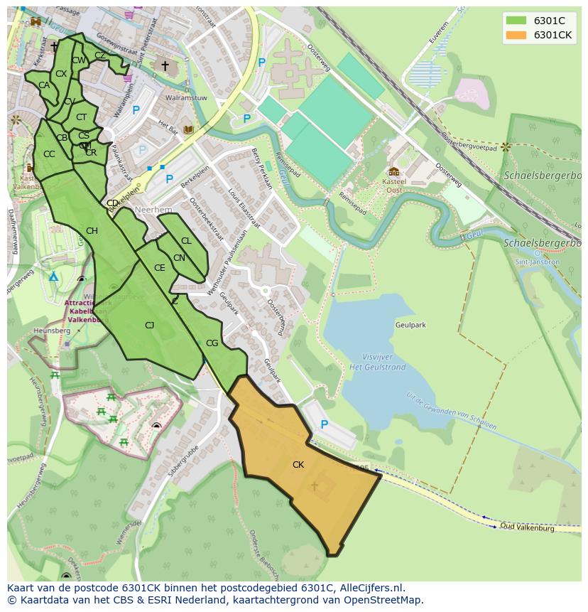 Afbeelding van het postcodegebied 6301 CK op de kaart.