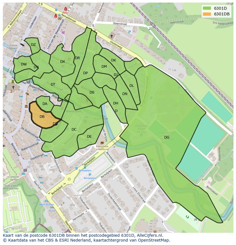 Afbeelding van het postcodegebied 6301 DB op de kaart.
