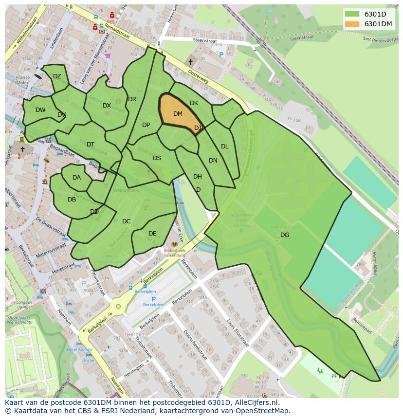 Afbeelding van het postcodegebied 6301 DM op de kaart.