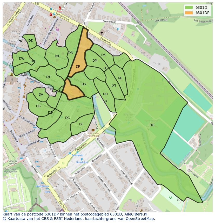 Afbeelding van het postcodegebied 6301 DP op de kaart.