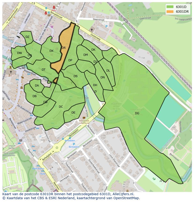 Afbeelding van het postcodegebied 6301 DR op de kaart.