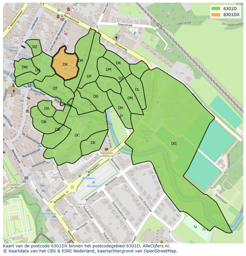 Afbeelding van het postcodegebied 6301 DX op de kaart.