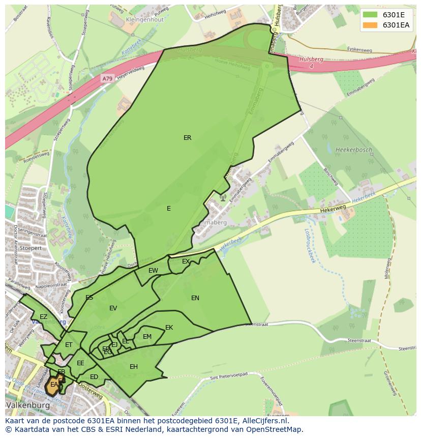 Afbeelding van het postcodegebied 6301 EA op de kaart.