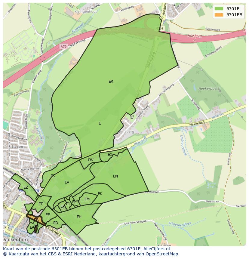 Afbeelding van het postcodegebied 6301 EB op de kaart.