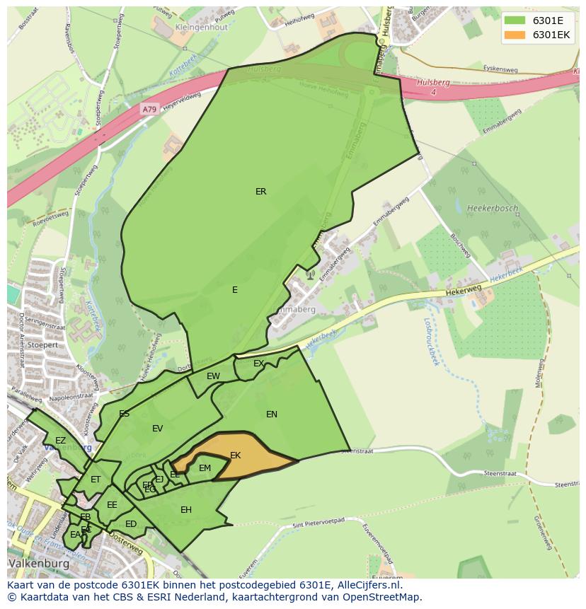 Afbeelding van het postcodegebied 6301 EK op de kaart.