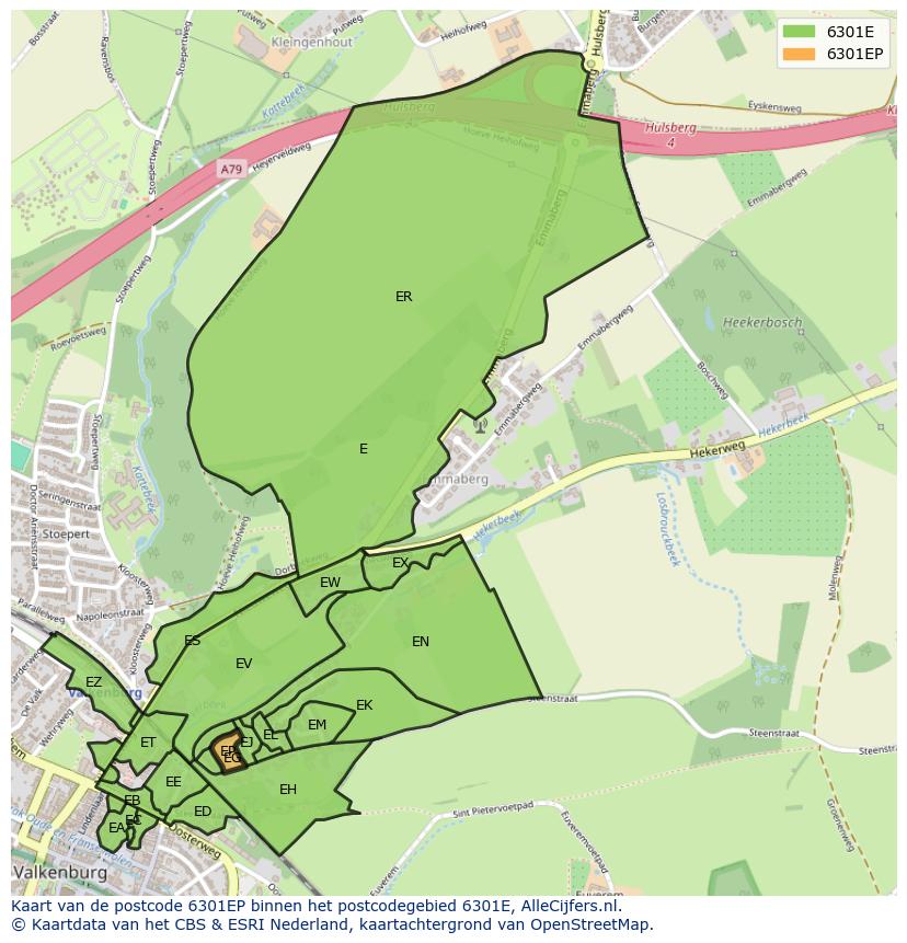 Afbeelding van het postcodegebied 6301 EP op de kaart.